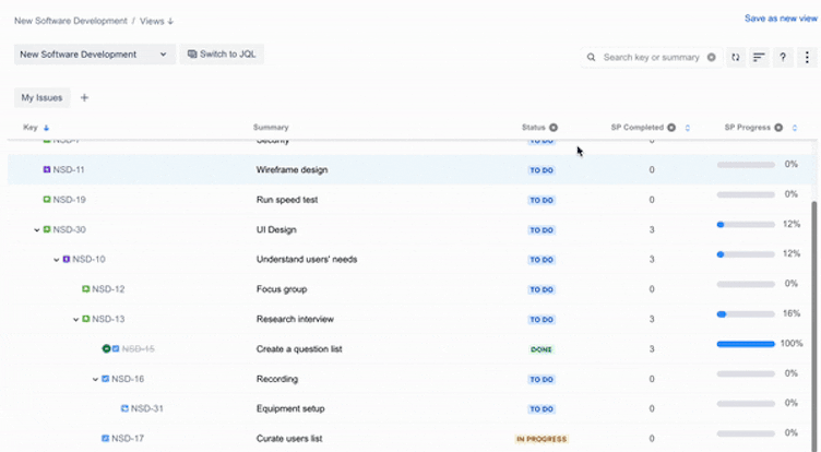 GIF showing how to introduce dependencies to your agile project management in Jira.