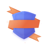 a shield with a ribbon