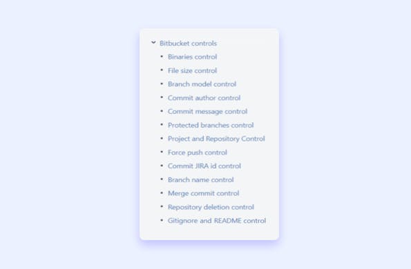List of Bitbucket controls