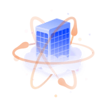 An office sitting on a cloud with orange arrows