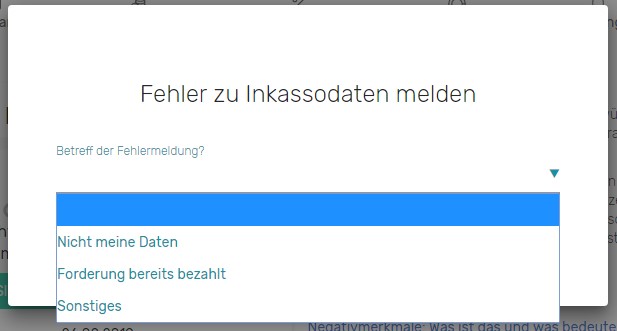 ScoreKorrektor - Fehler melden Inkassodaten