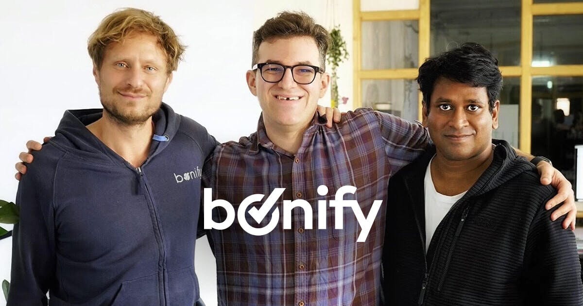 bonify Management (v.l.n.r): Dr. Andreas Bermig (CFO & Co-Founder), Paul Bergeron (CTO) und Raj Cheemakurti (CTO) 