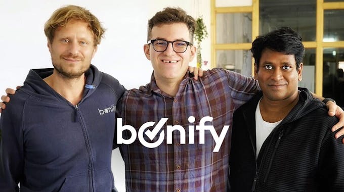 bonify Management (v.l.n.r): Dr. Andreas Bermig (CFO & Co-Founder), Paul Bergeron (CTO) und Raj Cheemakurti (CTO) 