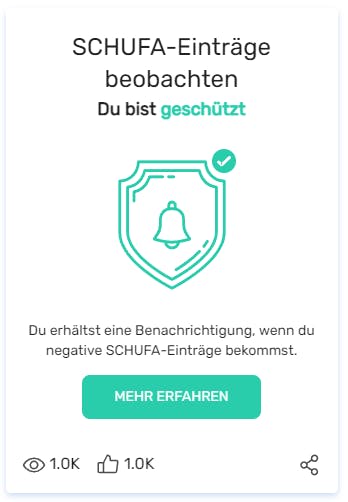 Benachrichtigung bei SCHUFA-Einträgen