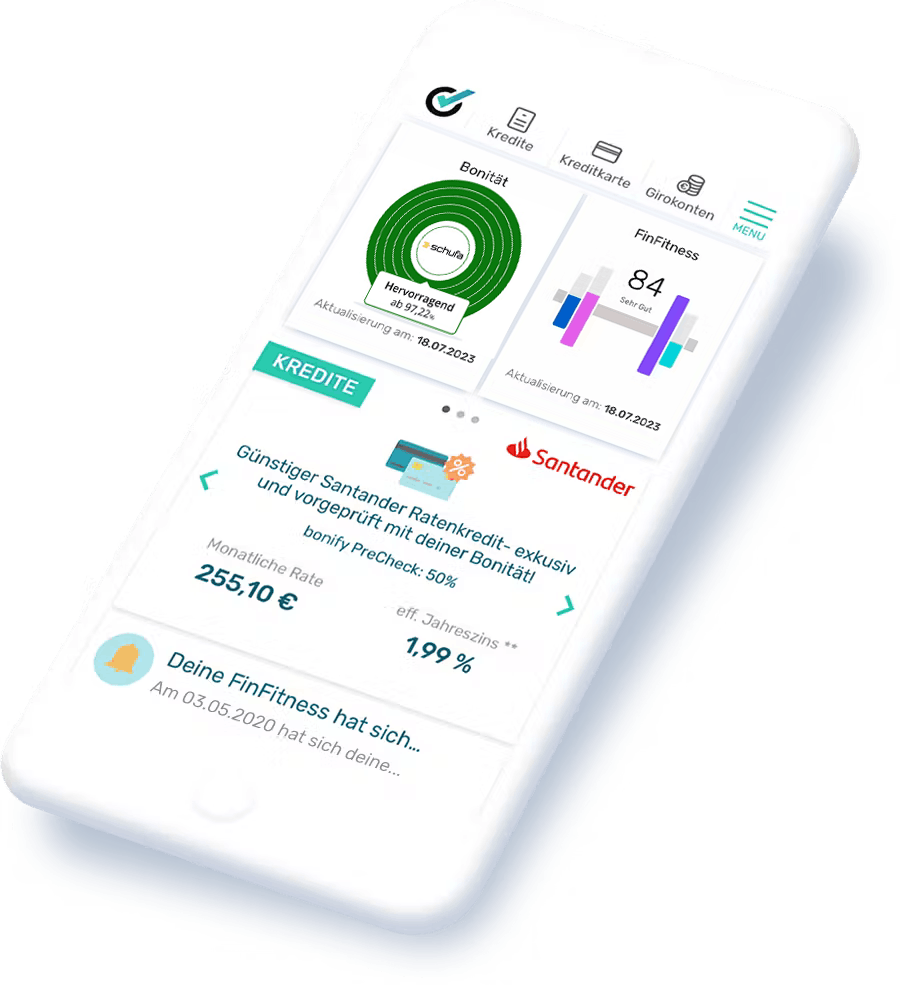 bonify Dashboard SCHUFA-Score - FinFitness