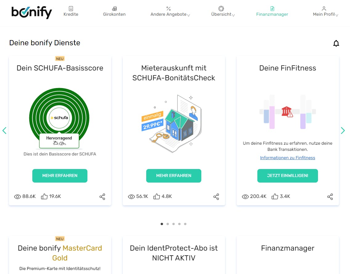 bonify dashboard web version