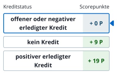 SCHUFA-Score Faktor / Kriterium 10: Kreditstatus