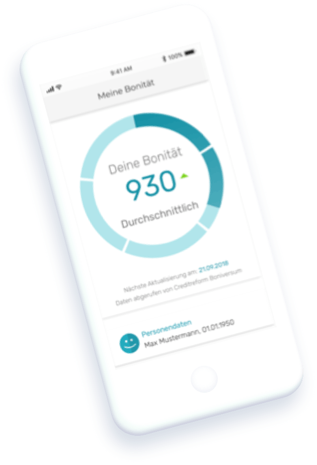 Bonität Score Dashboard on mobile phone