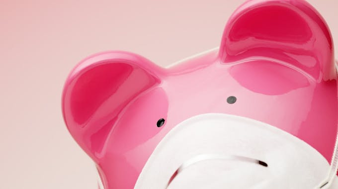 Sparschwein mit Atemschutzmaske