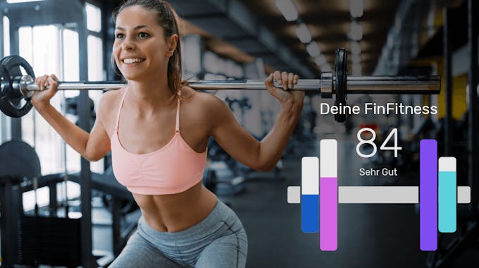 junge Frau mit Gewicht, bonify FinFitness Konzept
