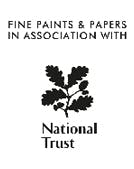 Black tree and writing saying 'fine arts & papers in association with National Trust' against a white background.