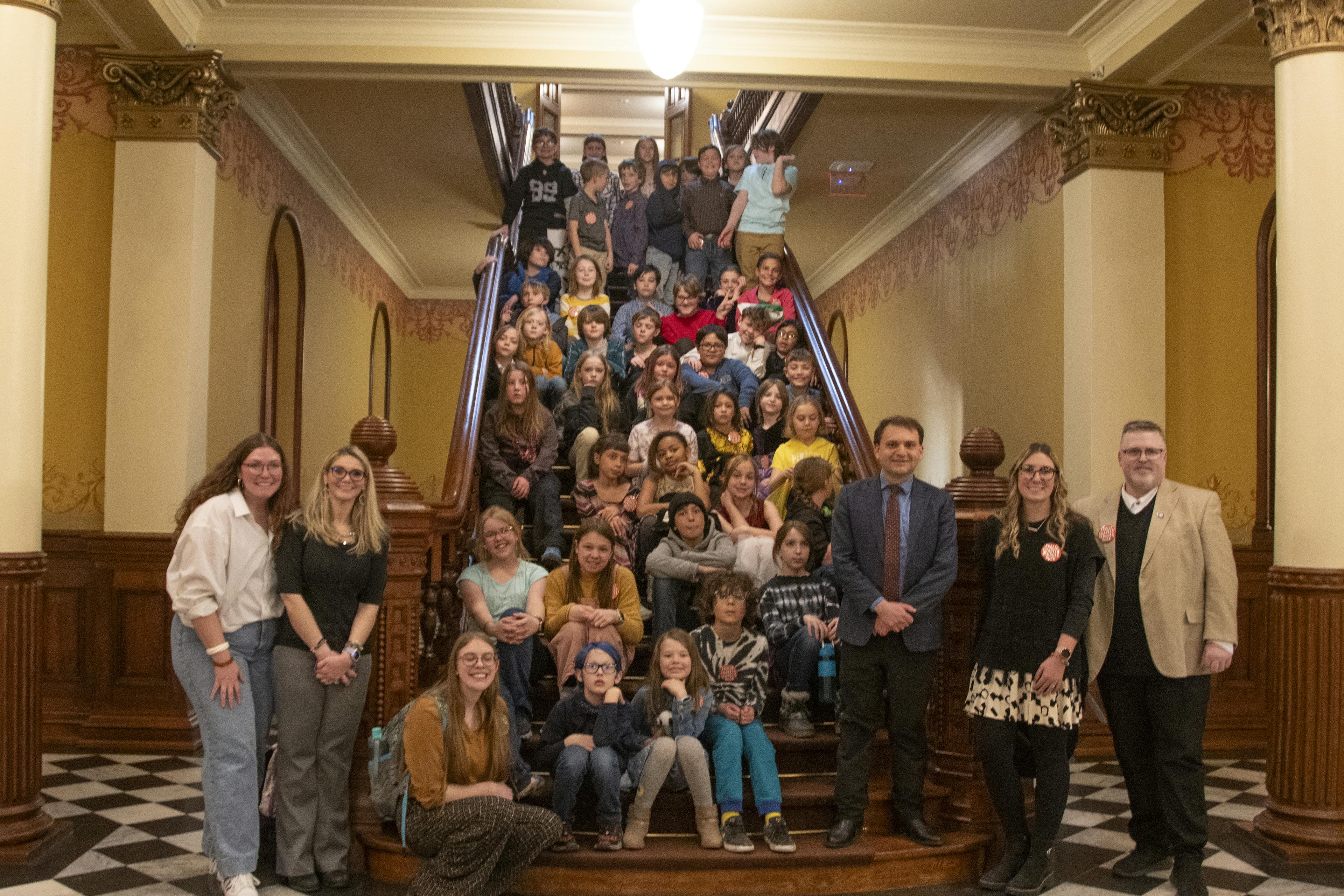 Wyoming charter school students at the Wyoming State Capitol Building