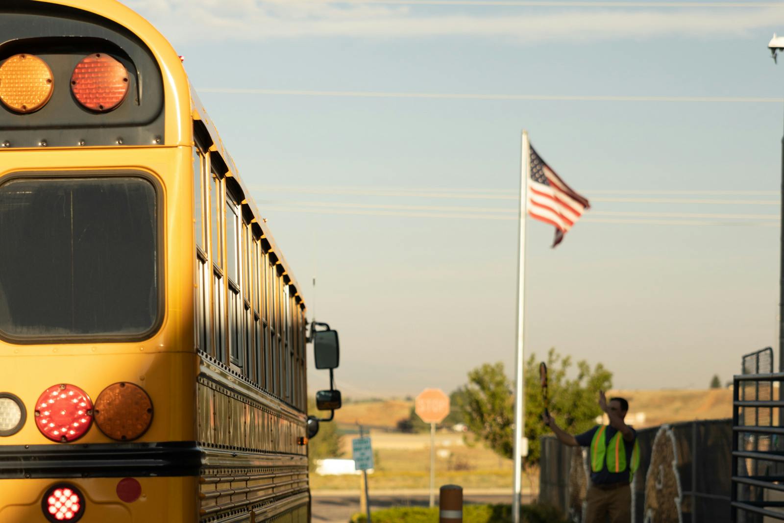 School bus outside school
