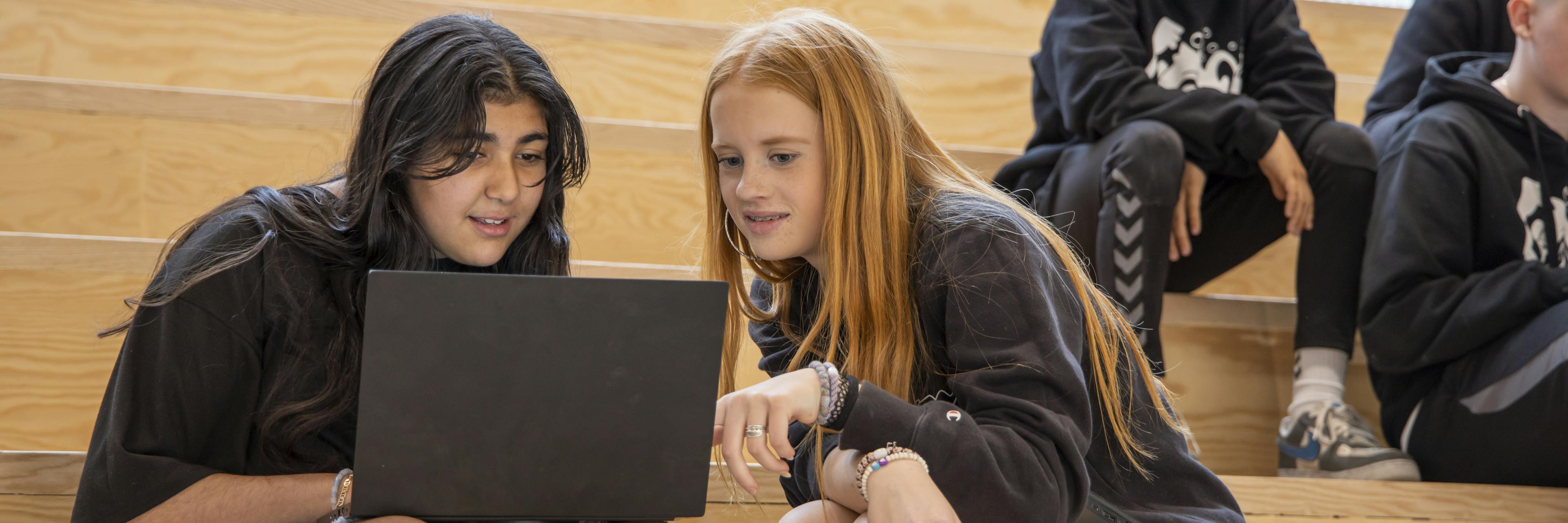 Students working together on laptop