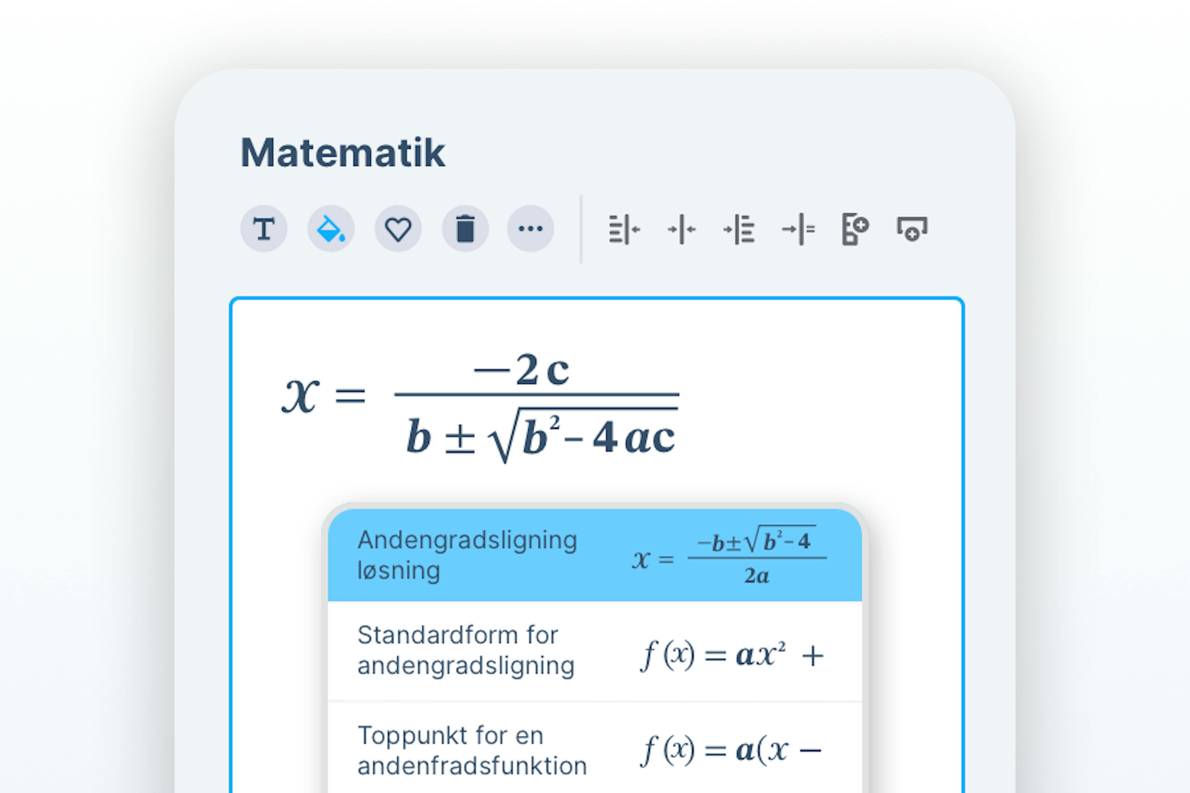 Equatio Equation Editor screen