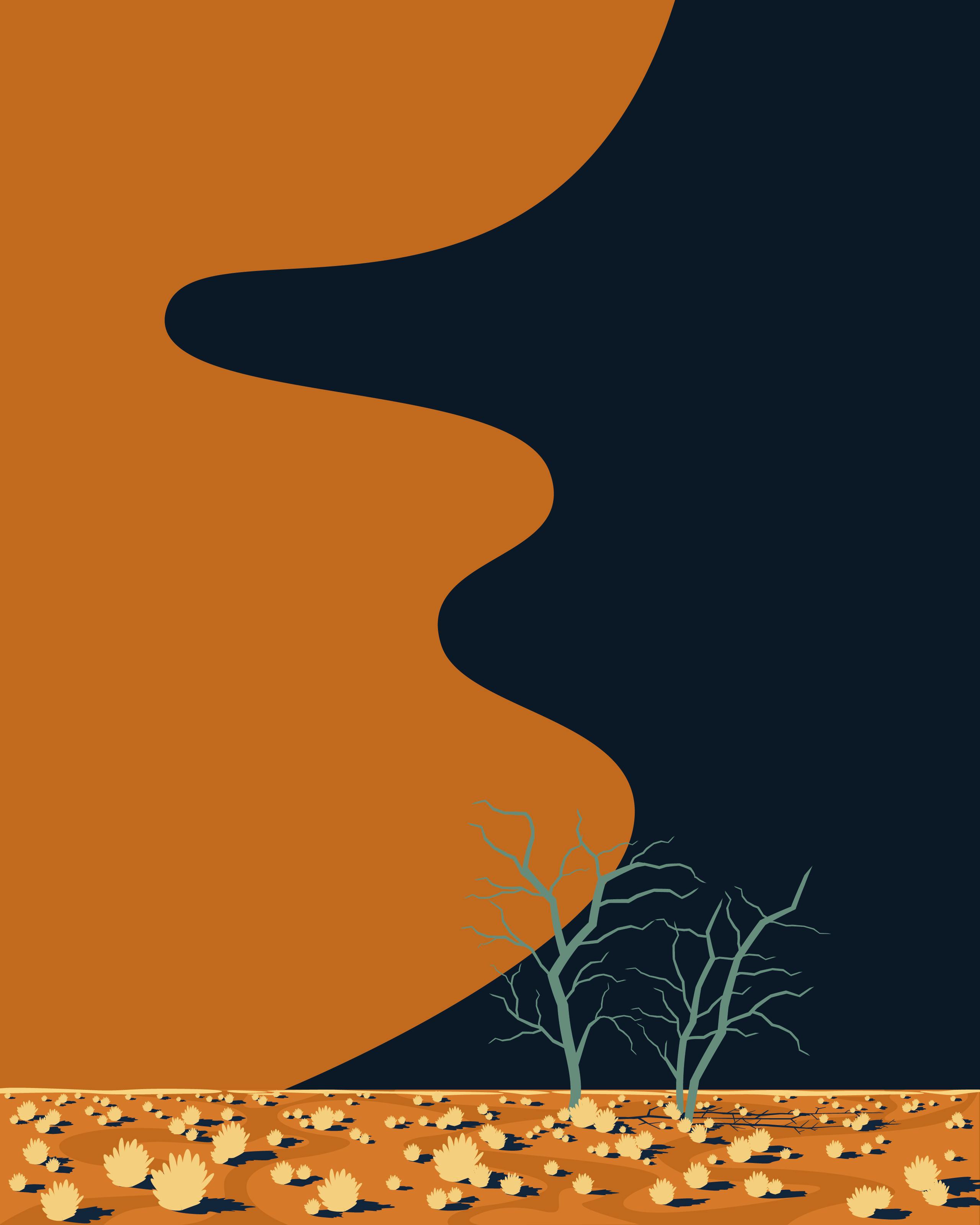 Namib desert minimalist illustration by Xavier Wendling
