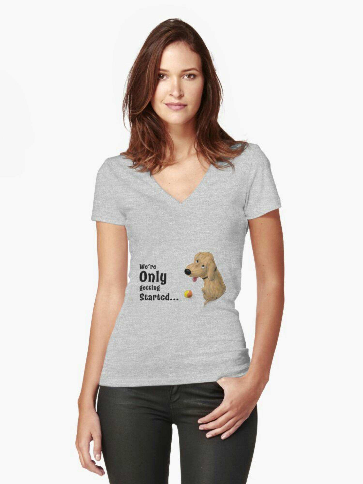 Only Getting Started Cartoon Dog fitted V neck t-shirt by Xavier Wendling on Redbubble