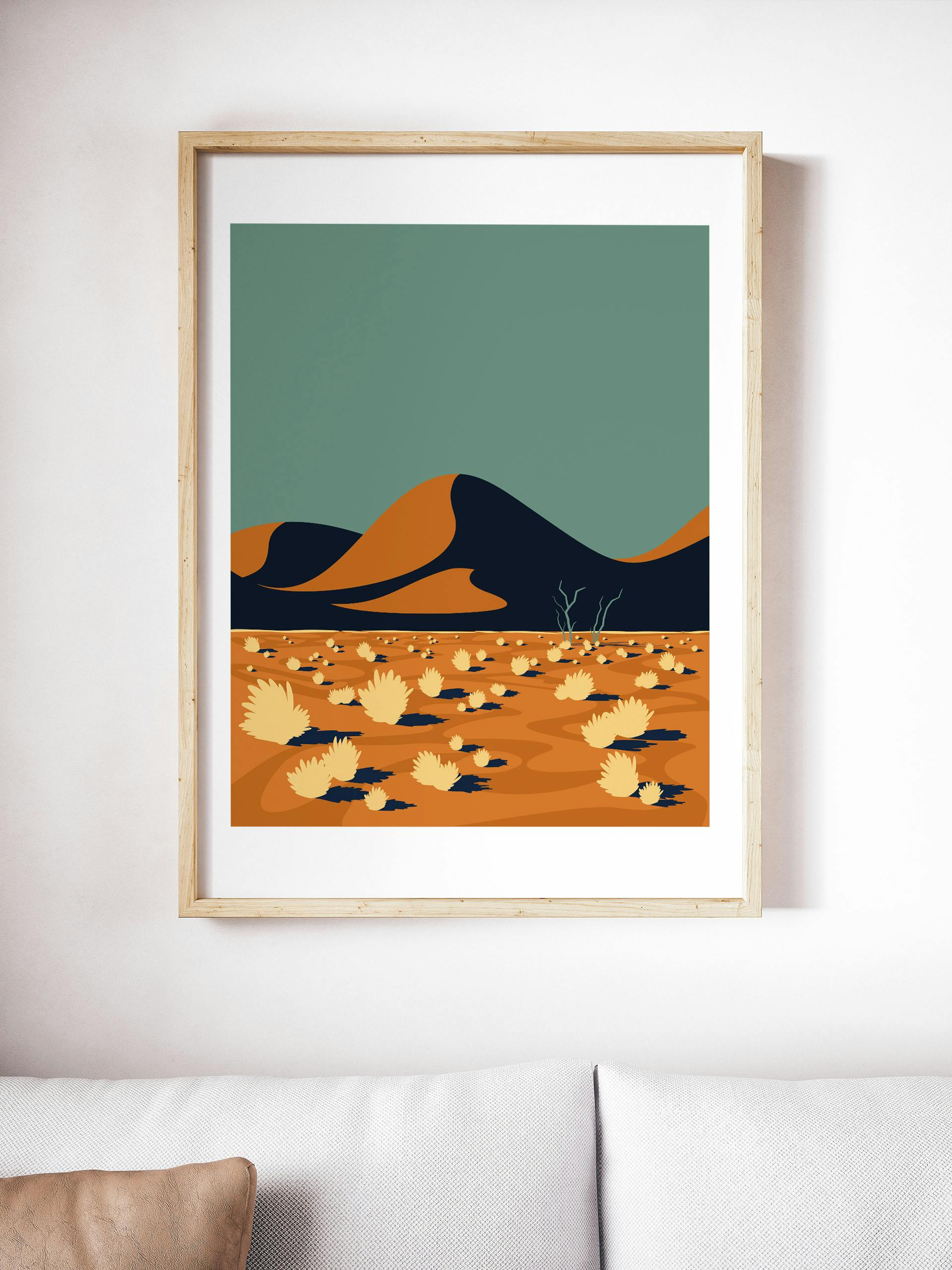 Namib desert minimalist illustration art print by Xavier Wendling.
