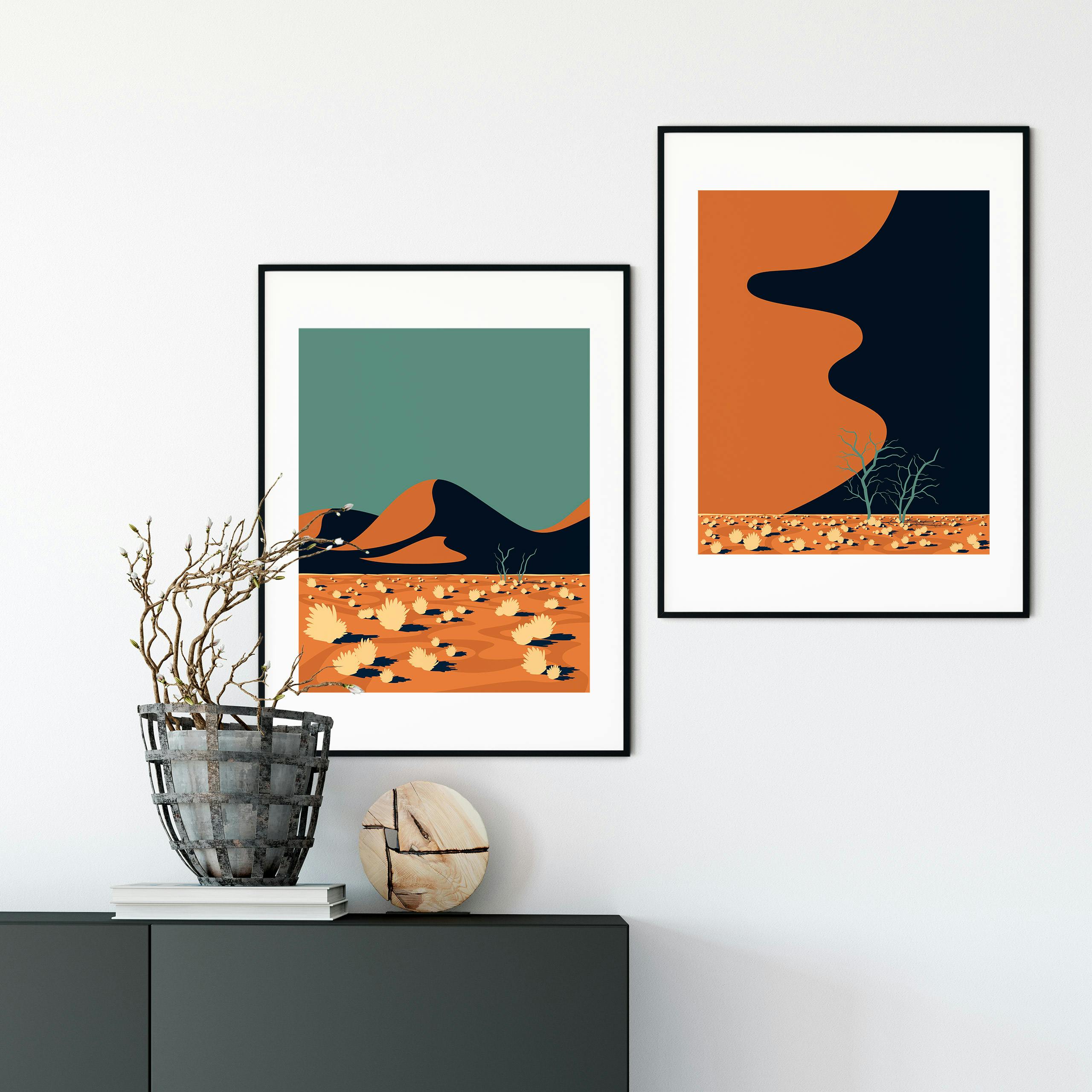 Namib desert minimalist illustration art prints by Xavier Wendling.
