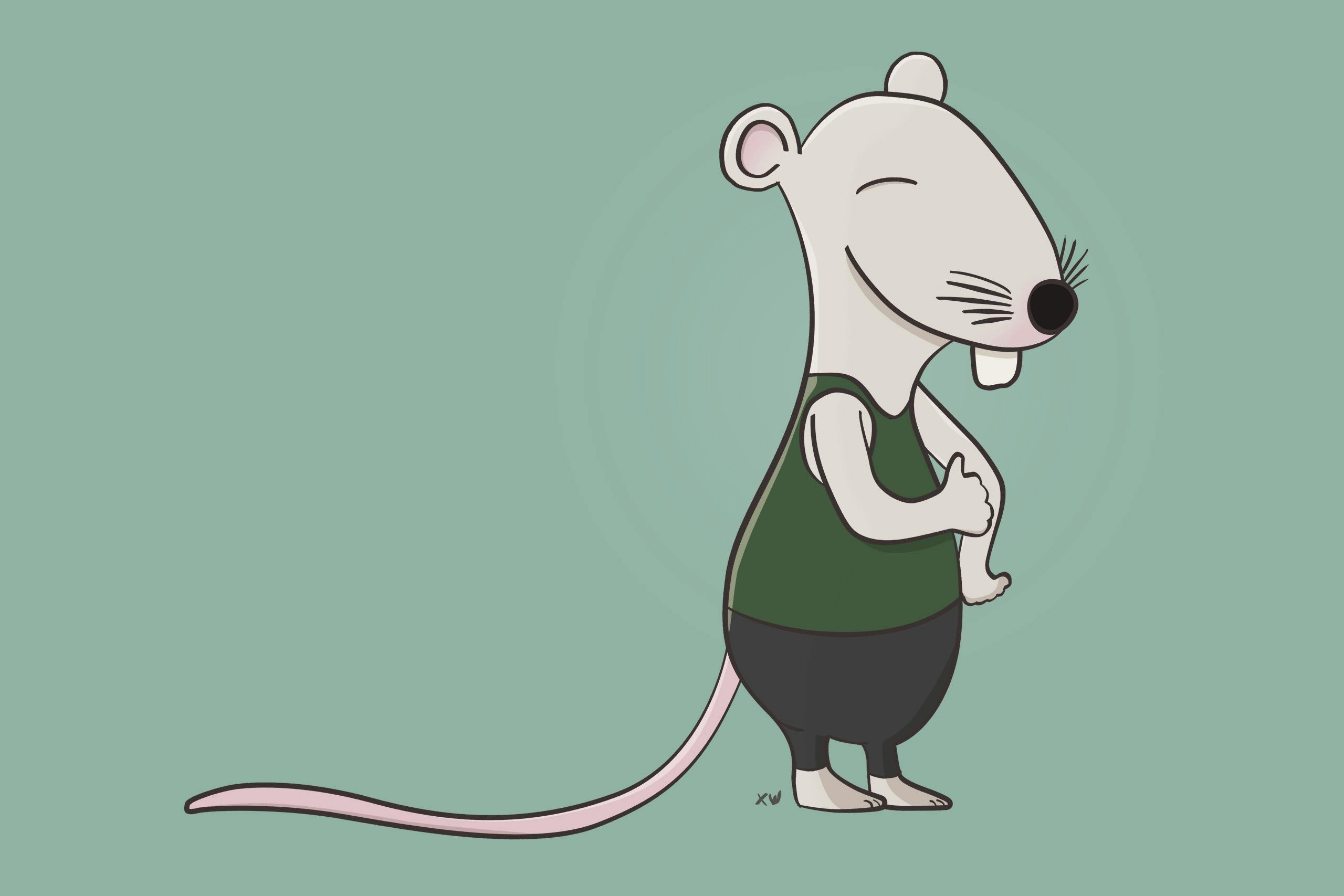 Funny cartoon rat character by Xavier Wendling