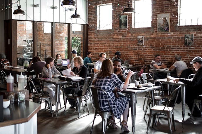 People sitting in a cafe