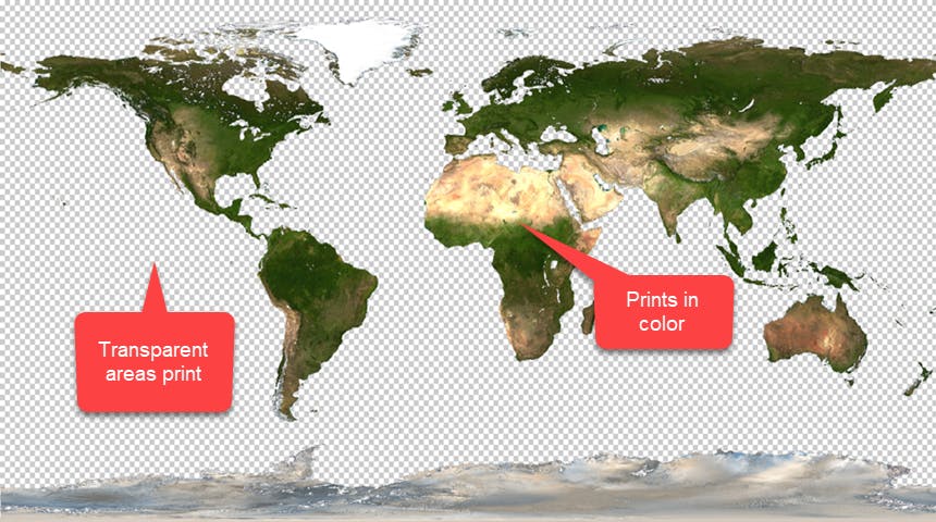 Texture map used for globe print with notes.