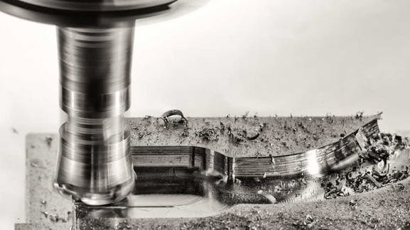 CNC machining machine at work