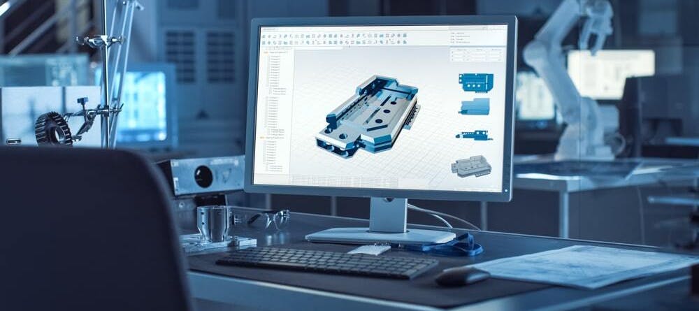 CAD part on computer