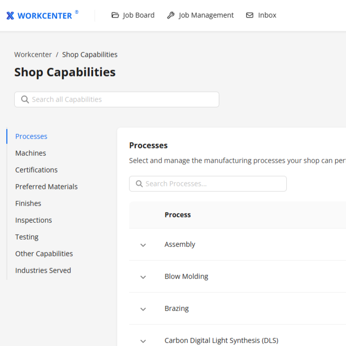 Shop Capabilities Profile in Workcenter