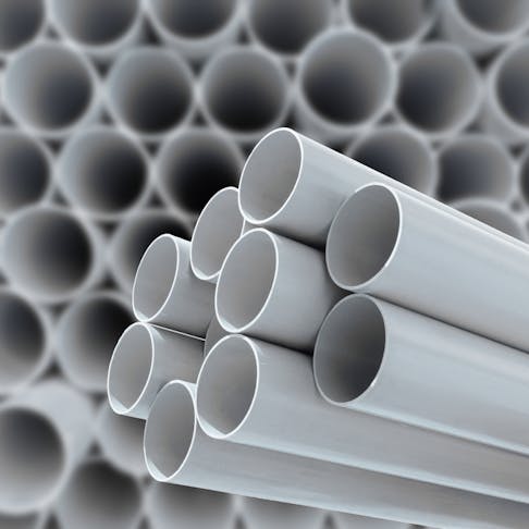 White PVC pipes. Image Credit: Shutterstock.com/Toa55