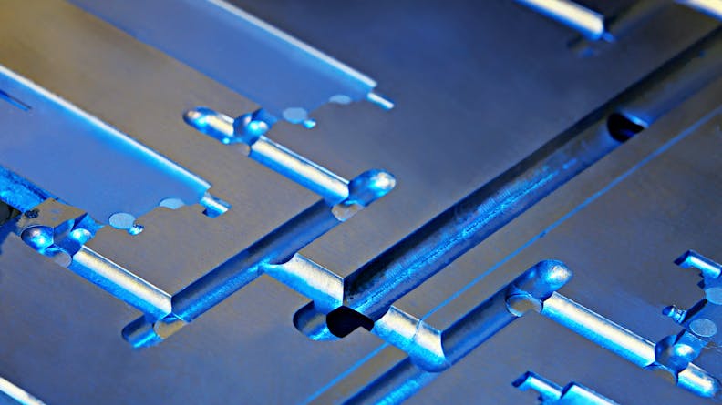 The runner and gating systems for a multi-cavity mold.