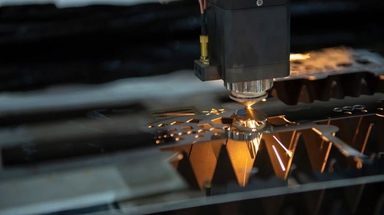 A CNC fiber laser cutting machine.