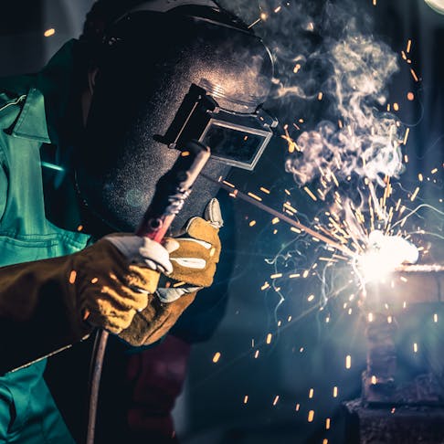 Shielded metal arc welding. Image Credit: Shutterstock.com/Blue Planet Studio