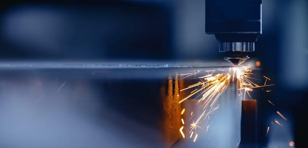 laser cutting machine in operation