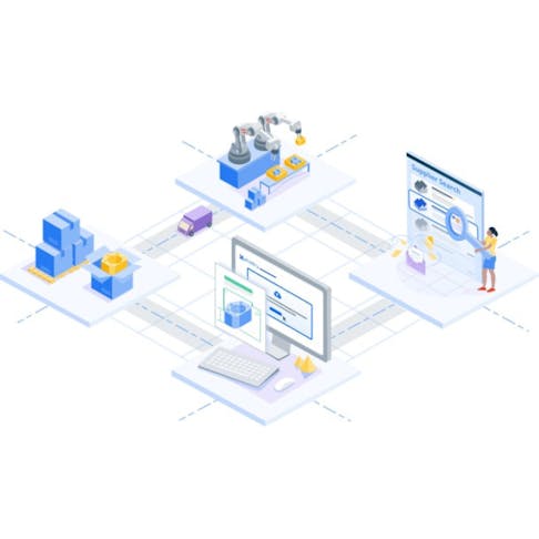 an illustration of Xometry's digital manufacturing marketplace