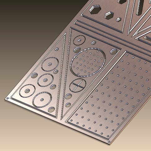 Render of nested sheet metal parts