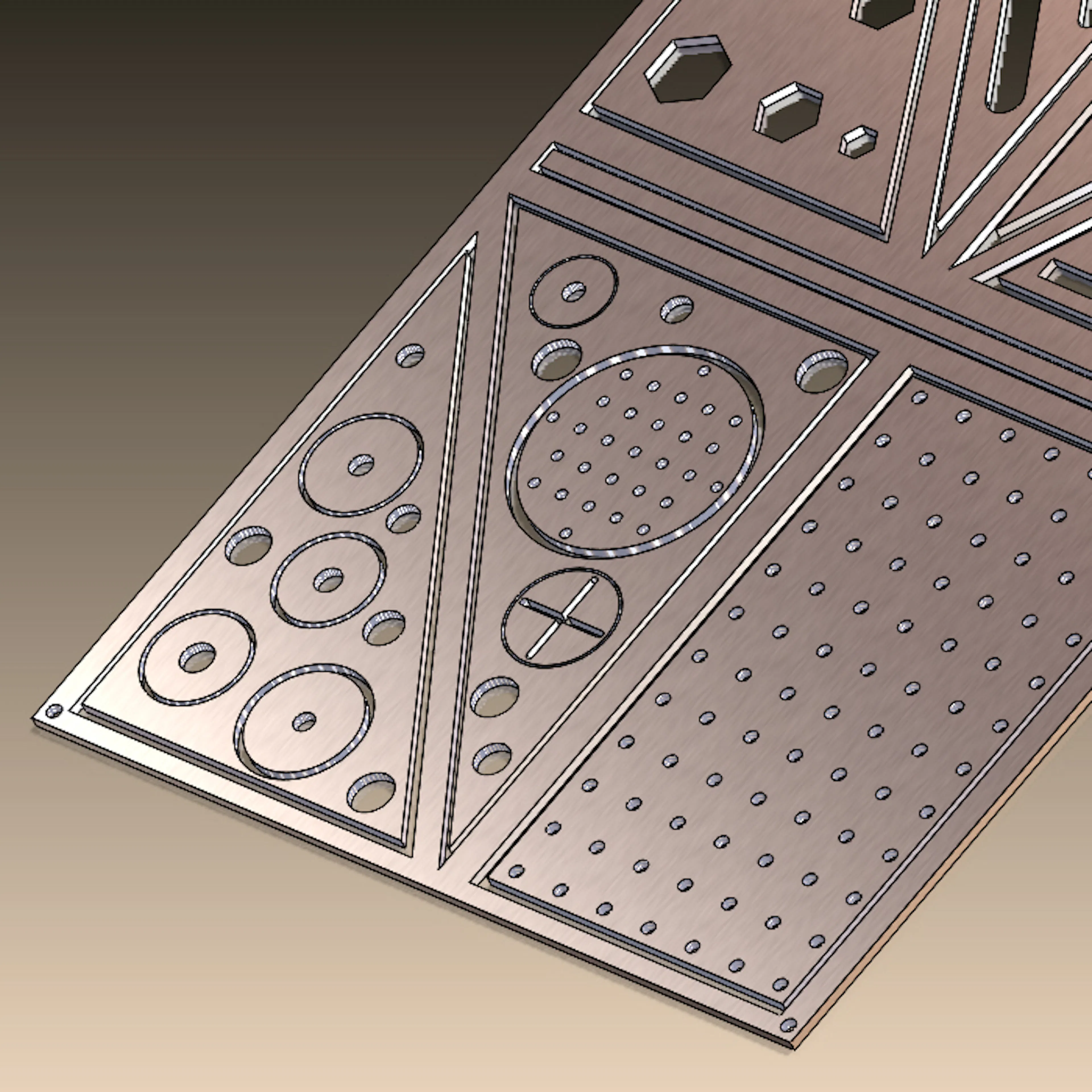 Render of nested sheet metal parts
