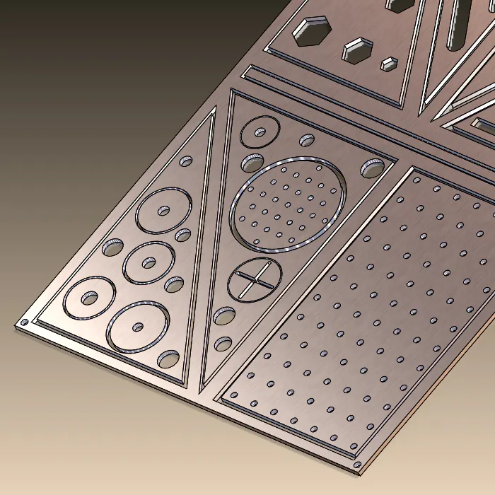 Render of nested sheet metal parts