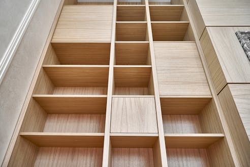 Veneered MDF shelves. Image Credit: Shutterstock.com/timltv