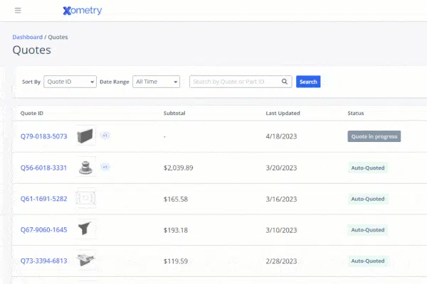 Animated GIF demonstrating updates to manual quoting