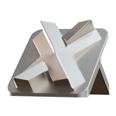 Image of a metal part with a silver plated finish.