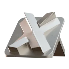Image of a metal part with a silver plated finish.