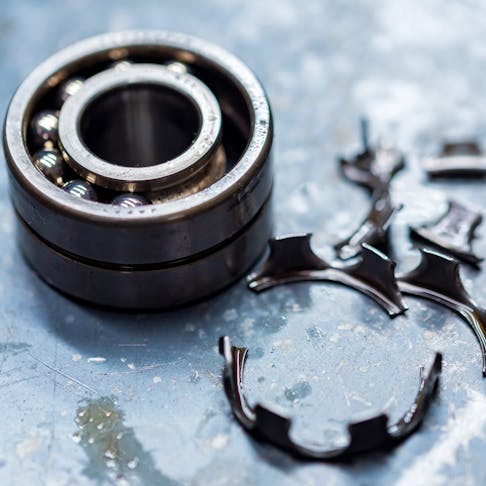 A broken ball bearing part
