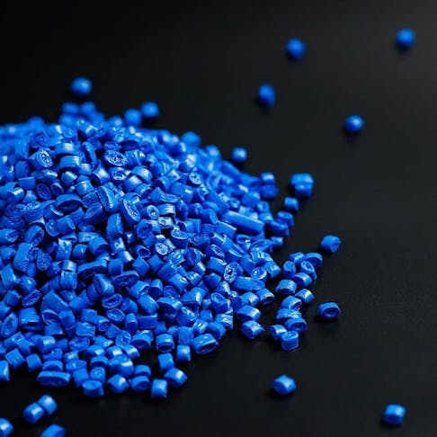 Blue granules of polypropylene. Image Credit: Anastasiia Burlutskaia/Shutterstock.com