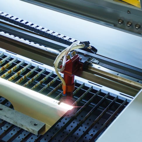 Laser engraving on a metal surface. Image Credit: Evgeny Haritonov/Shutterstock.com