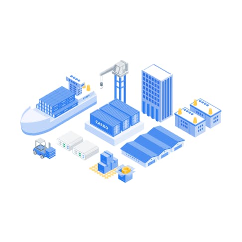 illustrations of Xometry's supply chain.