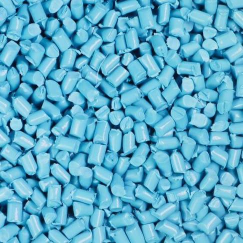Blue plastic granules. Image Credit: Oaklizm/Shutterstock.com