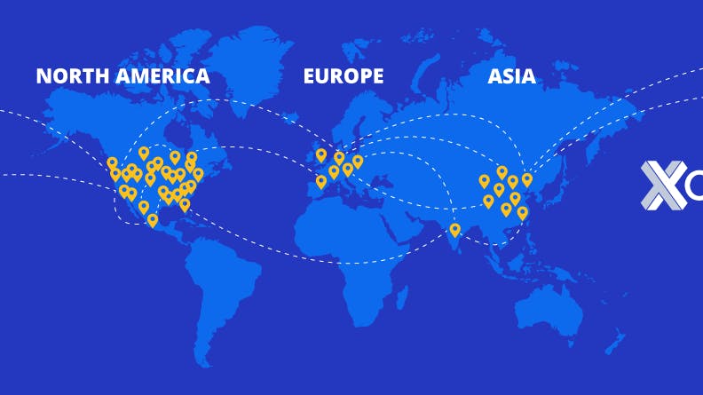 A visual illustration of Xometry’s global partner network.