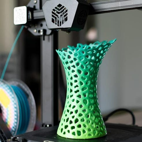 Green 3D printed vase. Image Credit: Shutterstock.com/Reflexpixel