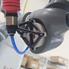 SLS 3D printed mounts attached to the ABB dual-arm, IRB 14000 YuMi® collaborative robot assembly